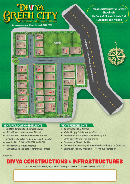  Residential Plot 1800 Sq.ft. for Sale in Renigunta, Tirupati