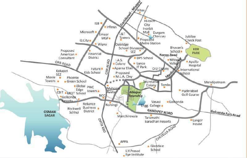 3 BHK Apartment 1841 Sq.ft. for Sale in Manikonda, Hyderabad