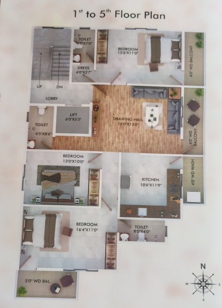 3 BHK 1650 Sq.ft. Apartment for Sale in Pratap Nagar, Nagpur