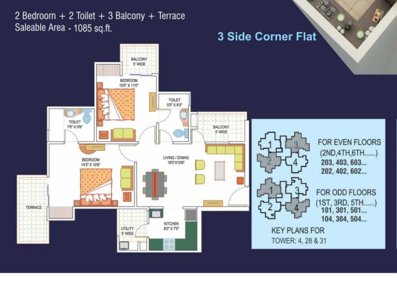 2 BHK 1085 Sq.ft. Apartment for Sale in Techzone 4, Greater Noida