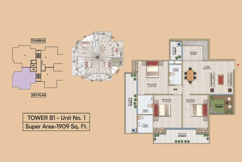 3 BHK 1909 Sq.ft. Apartment for Sale in Sector 10 Greater Noida West
