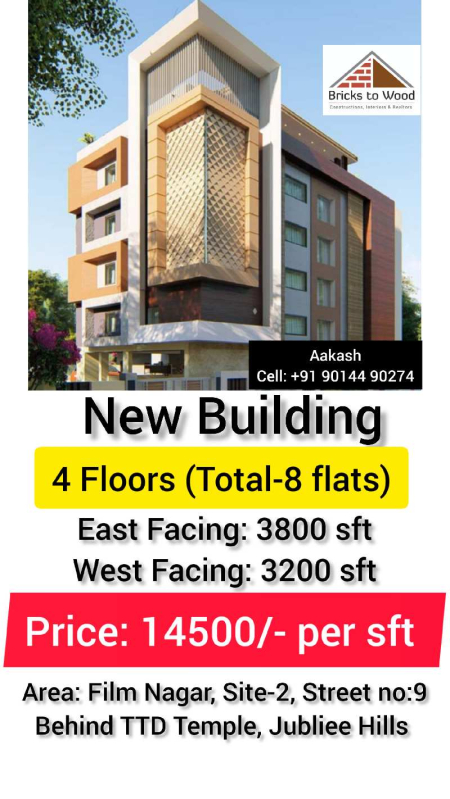 3 BHK Apartment 6000 Sq.ft. for Sale in Film Nagar, Hyderabad