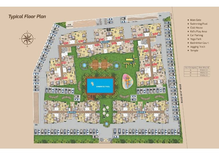 3 BHK Apartment 1150 Sq.ft. for Sale in Borkhera, Kota