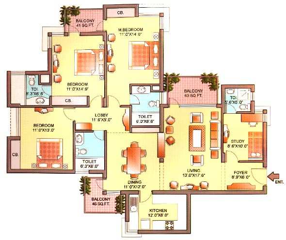 3 BHK Apartment 2069 Sq.ft. for Sale in