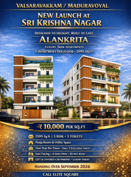 3 BHK Flat for Sale in Ashtalakshmi Nagar, Valasaravakkam, Chennai