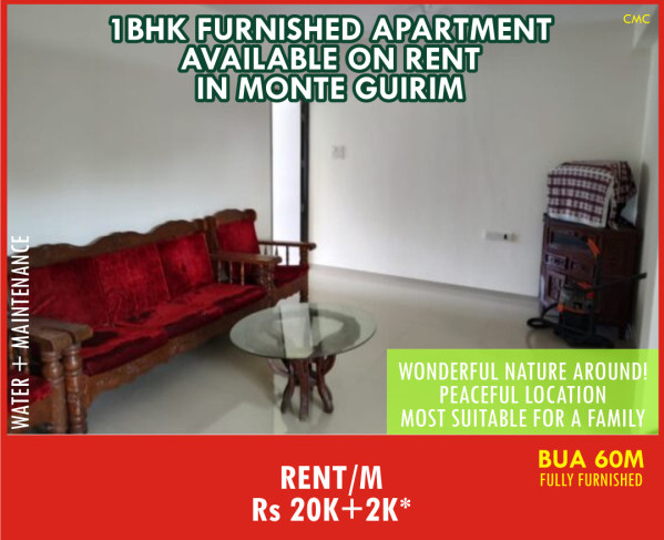 1 BHK Apartment 60 Sq. Meter for Rent in Guirim, North Goa, 