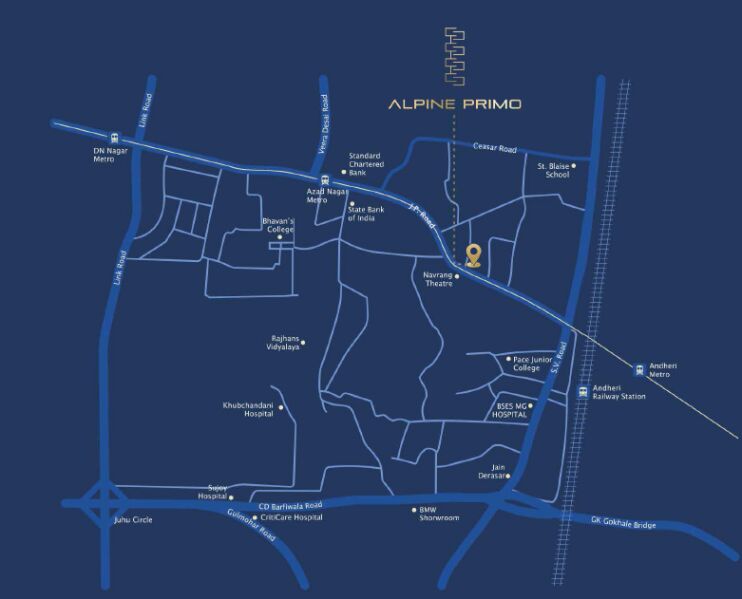 3 BHK Apartment 978 Sq.ft. for Sale in JP Road, Andheri West, Mumbai