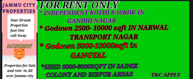 Warehouse 6000 Sq.ft. for Rent in Narwal, Jammu
