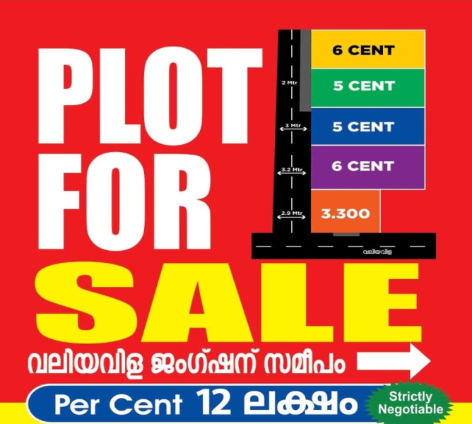 Residential Plot 27 Cent for Sale in Valiyavila, Thiruvananthapuram
