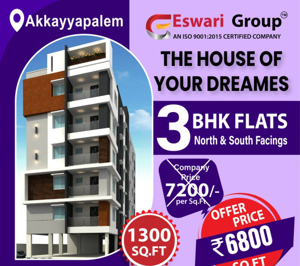 3 BHK Apartment 1200 Sq.ft. for Sale in Akkayyapalem, Visakhapatnam