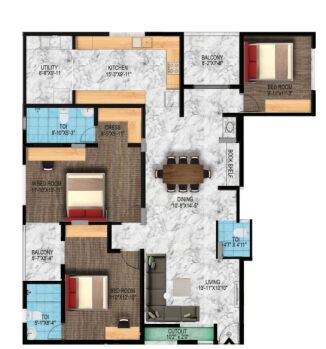 3 BHK Flat for Sale in Annapurneshwari Nagar Nagarbhavi, Bangalore