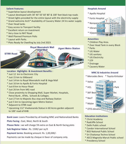  Residential Plot 1200 Sq.ft. for Sale in Jigani, Bangalore