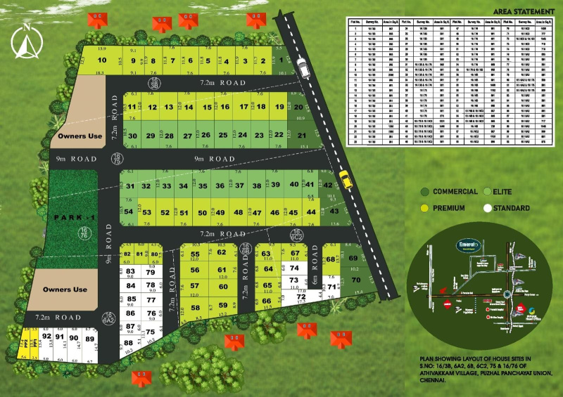  Residential Plot 1200 Sq.ft. for Sale in Red Hills, Chennai