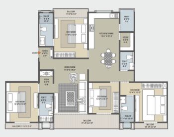 4 BHK Flat for Sale in Diwalipura, Vadodara