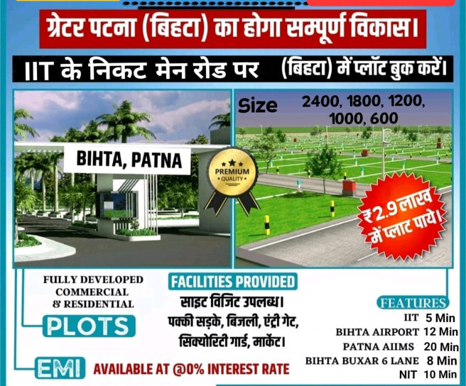  Residential Plot 1000 Sq.ft. for Sale in Naubatpur, Patna