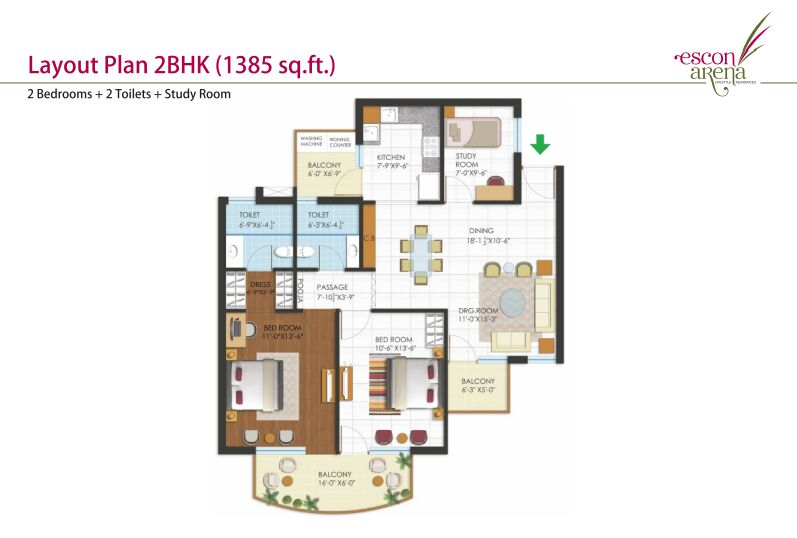 2 BHK Apartment 1125 Sq.ft. for Sale in Ambala Highway, Zirakpur