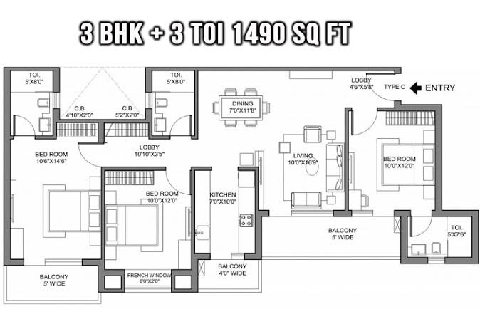 3 BHK Apartment 1490 Sq.ft. for Sale in Noida Extension, Noida Extension, Greater Noida