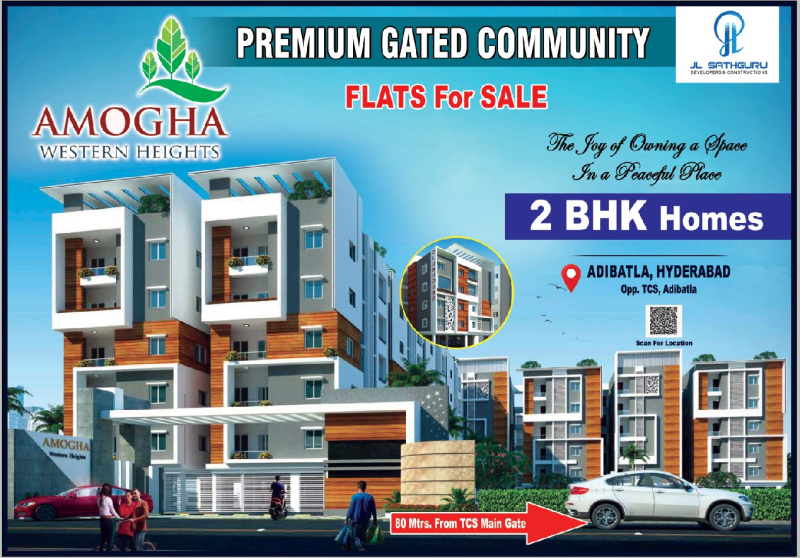 2 BHK Apartment 1100 Sq.ft. for Sale in Adibatla, Hyderabad