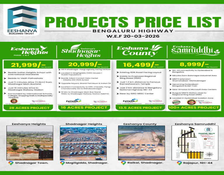  167 Sq. Yards Residential Plot for Sale in Shadnagar, Hyderabad