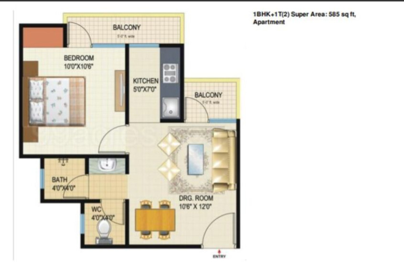 1 BHK Apartment 584 Sq.ft. for Sale in Techzone 4, Greater Noida