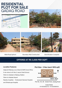  Residential Plot for Sale in Gadag Road, Hubli