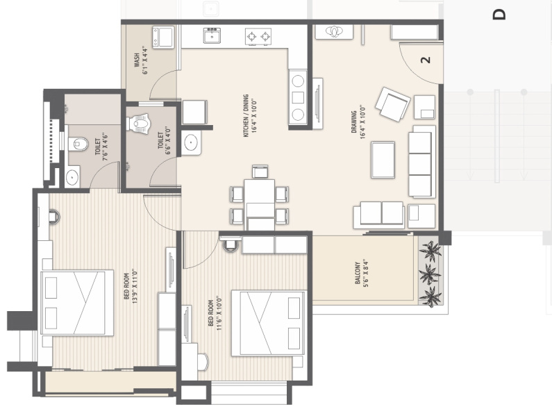 2 BHK Apartment 1900 Sq.ft. for Rent in Sargaasan, Gandhinagar