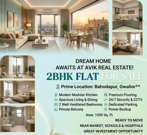 2 BHK 1100 Sq.ft. Apartment for Sale in Bahodapur, Gwalior