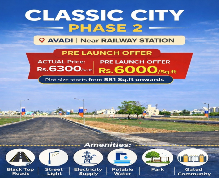  1200 Sq.ft. Residential Plot for Sale in Avadi, Chennai