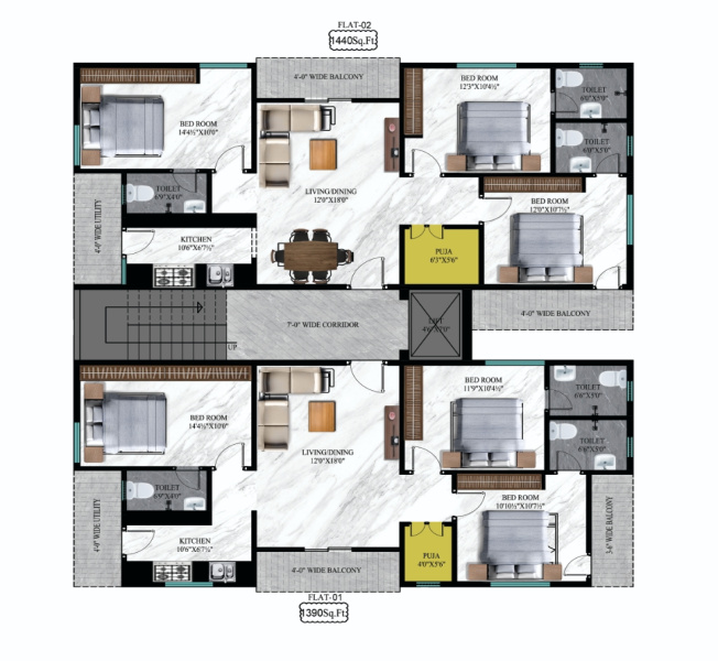 3 BHK Apartment 1440 Sq.ft. for Sale in Midhilapuri Vuda Colony, Visakhapatnam