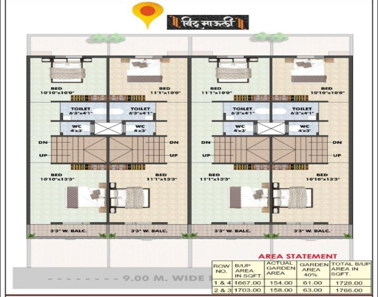 3 BHK House 1660 Sq.ft. for Sale in Rasbihari Road, Nashik