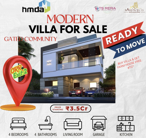 4 BHK Villa 2700 Sq.ft. for Sale in Kollur, Hyderabad