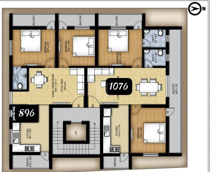 2 BHK Apartment 1076 Sq.ft. for Sale in Pallikaranai, Chennai