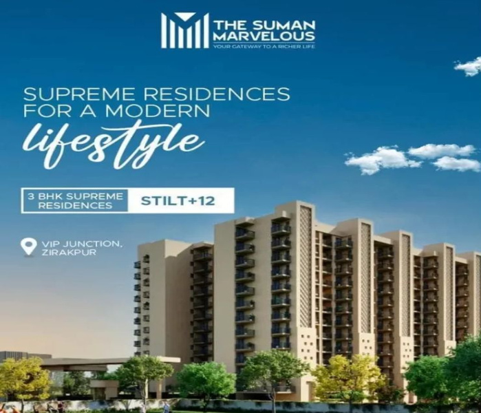 3 BHK 1745 Sq.ft. Apartment for Sale in VIP Road, Zirakpur