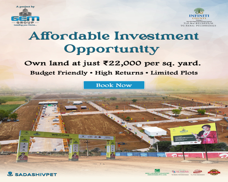  180 Sq. Yards Residential Plot for Sale in Sadasivpet, Sangareddy