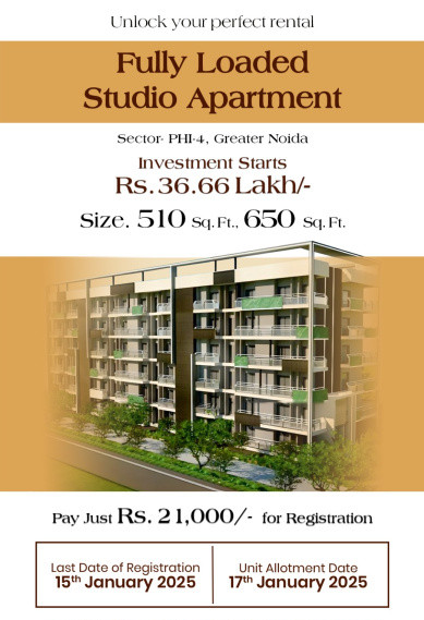 1 RK Studio Apartment 510 Sq.ft. for Sale in Sector Phi 4, Greater Noida