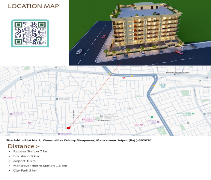 3 BHK Apartment 1596 Sq.ft. for Sale in Mansarovar, Jaipur