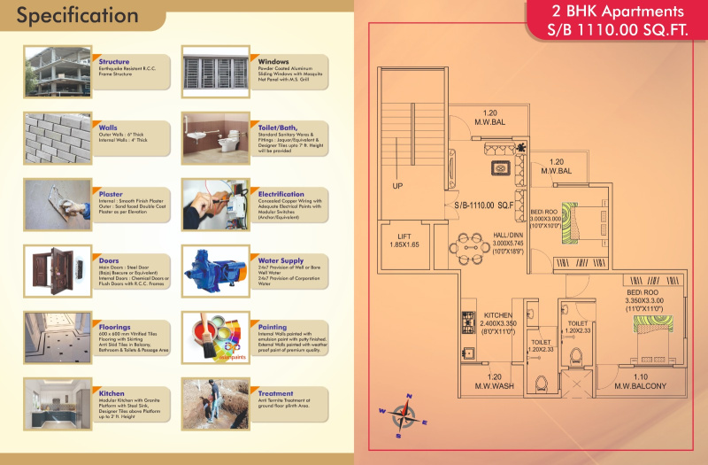 3 BHK Apartment 796 Sq.ft. for Sale in Manewada, Nagpur