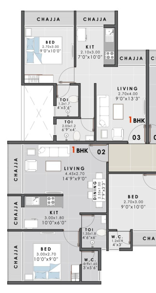 1 BHK Apartment 700 Sq.ft. for Sale in Pushpak Nagar, Navi Mumbai