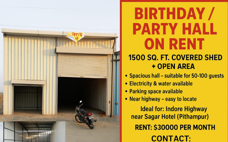  Warehouse 1600 Sq.ft. for Rent in Rau Pithampur Road, Indore