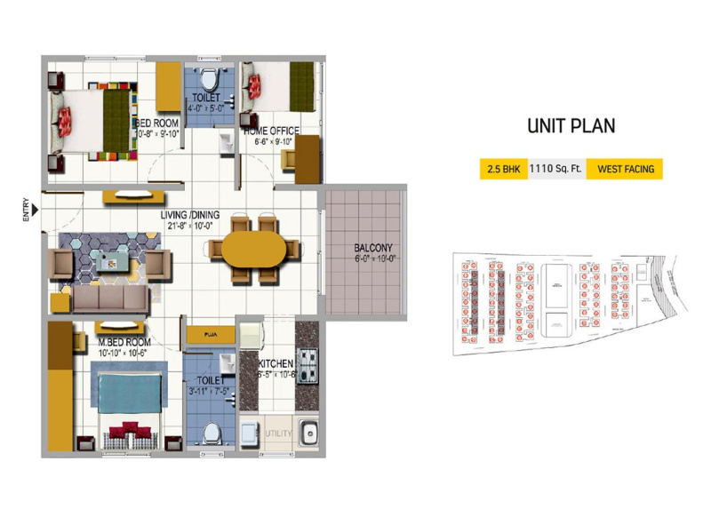 2.5 BHK Apartment 1110 Sq.ft. for Sale in Bachupally, Hyderabad