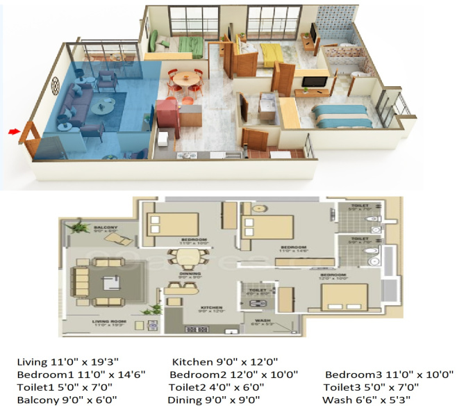 3 BHK 1700 Sq.ft. Apartment for Sale in Randesan, Gandhinagar