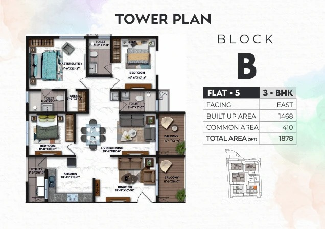 3 BHK Apartment 1878 Sq.ft. for Sale in Srilingampally, Lingampally, Hyderabad