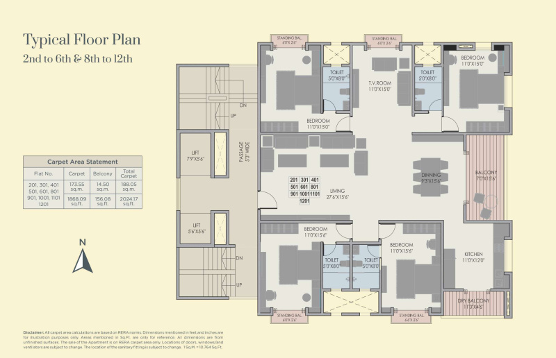 3 BHK Apartment 1308 Sq.ft. for Sale in Bavdhan, Pune