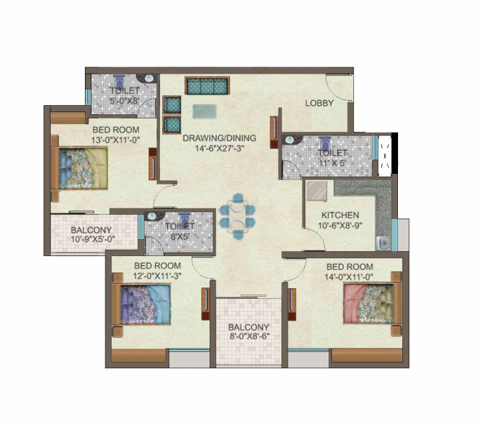 3 BHK Apartment 1200 Sq.ft. for Sale in Liluah, Howrah