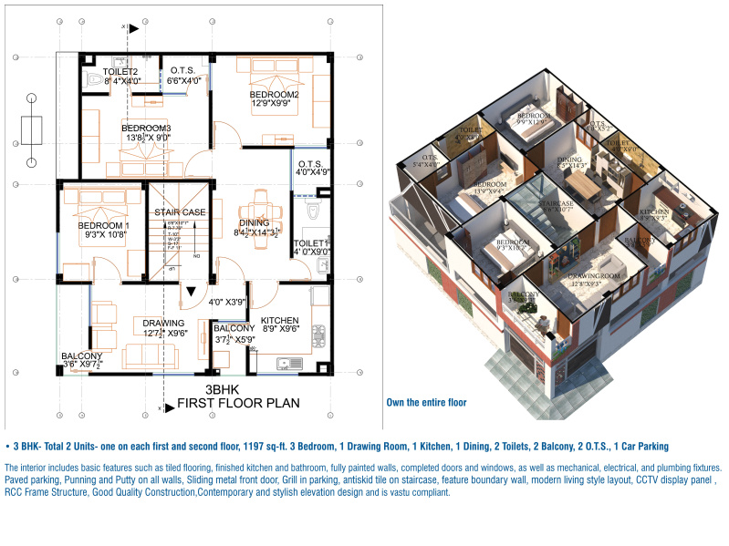 3 BHK Builder Floor 1118 Sq.ft. for Sale in Sitapur Road, Lucknow