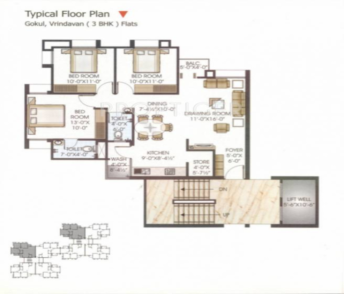 3 BHK Apartment 1000 Sq.ft. for Sale in Soma Talav