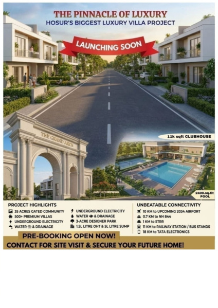 3 BHK 1500 Sq.ft. Villa for Sale in Rayakottai Road, Hosur