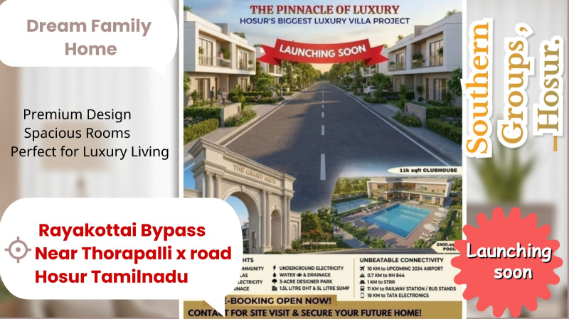 3 BHK 1500 Sq.ft. Villa for Sale in Rayakottai Road, Hosur