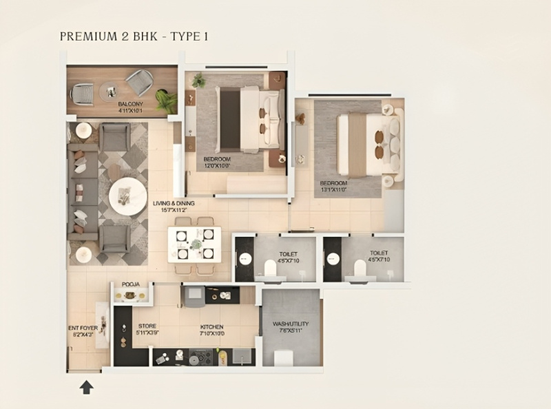 2 BHK Apartment 1220 Sq.ft. for Sale in Changurabhata, Raipur