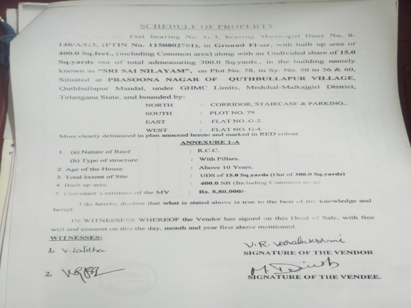 1 BHK Apartment 400 Sq.ft. for Sale in Chintal, Hyderabad